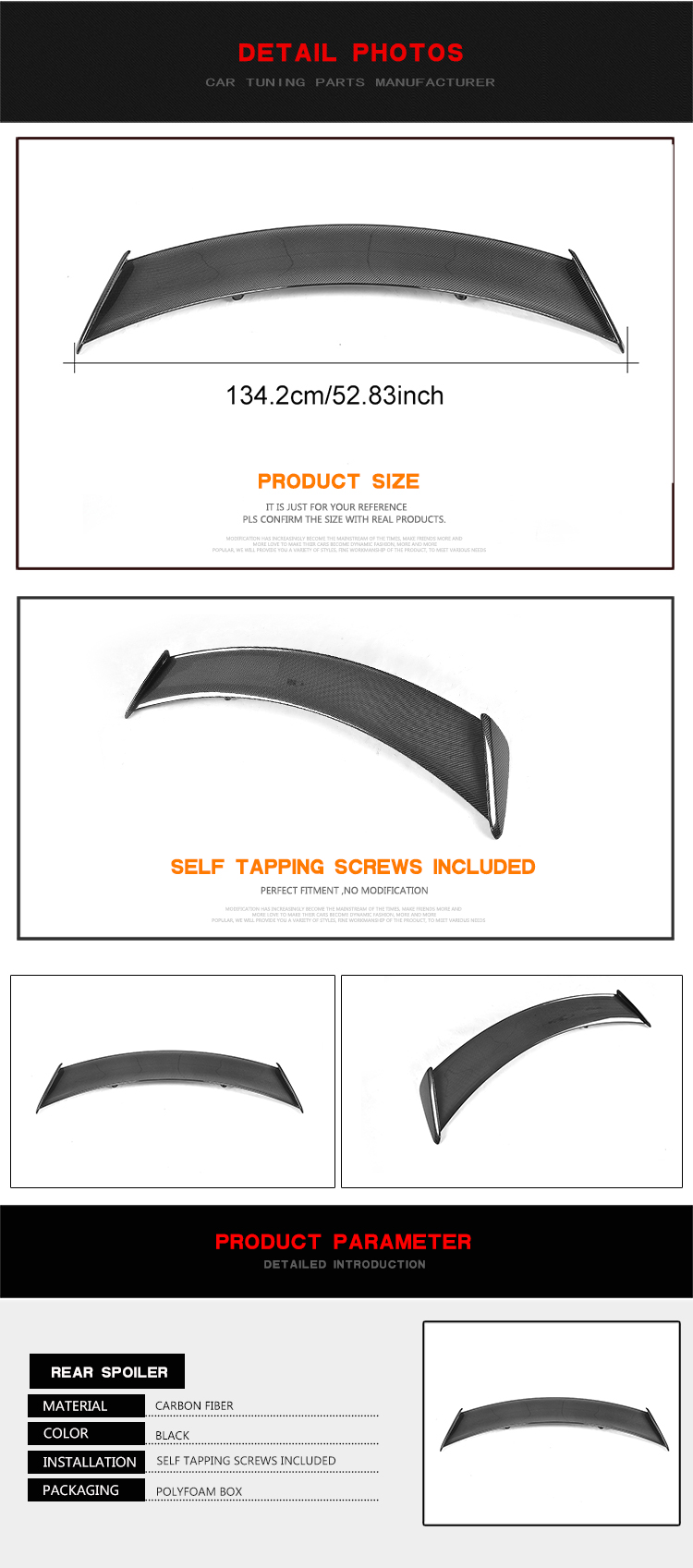 Carbon Fiber F-TYP Car Rear Spoiler for Jaguar F-TYPE Coupe 2-Door 14-18