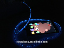 Custom glowing cable for microphoto EL wire data cable