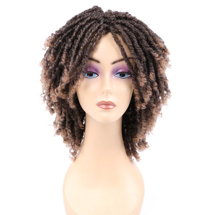 Short Dreadlock Wig 6inch Twisted Wigs for Black Women Faux Locs Afro Braids Crochet Hair Wig Synthetic Hair