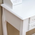 White 7-Drawer Vanity Table Set With 3 Mirrors