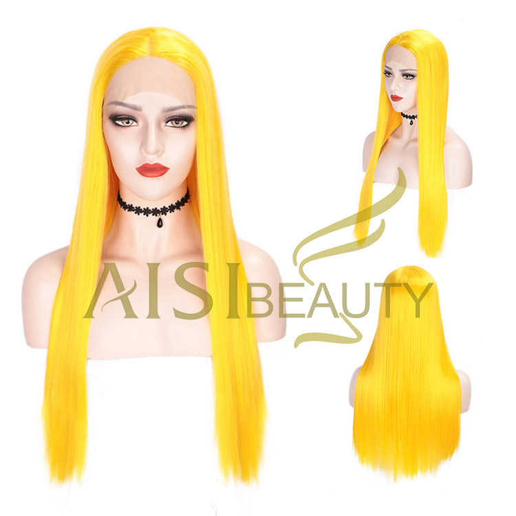 Aisi Beauty Wholesale Vendor Multi Color Cosplay Long Silky Straight Lace Frontal Synthetic Hair For Black Women Lace Front Wig
