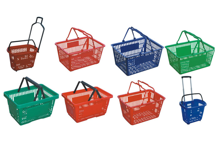 Folding Wholesale Collapsible Plastic Shopping Basket with Wheels