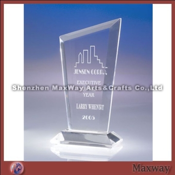 Transparent corporate modern acrylic trophy/award/present with logo