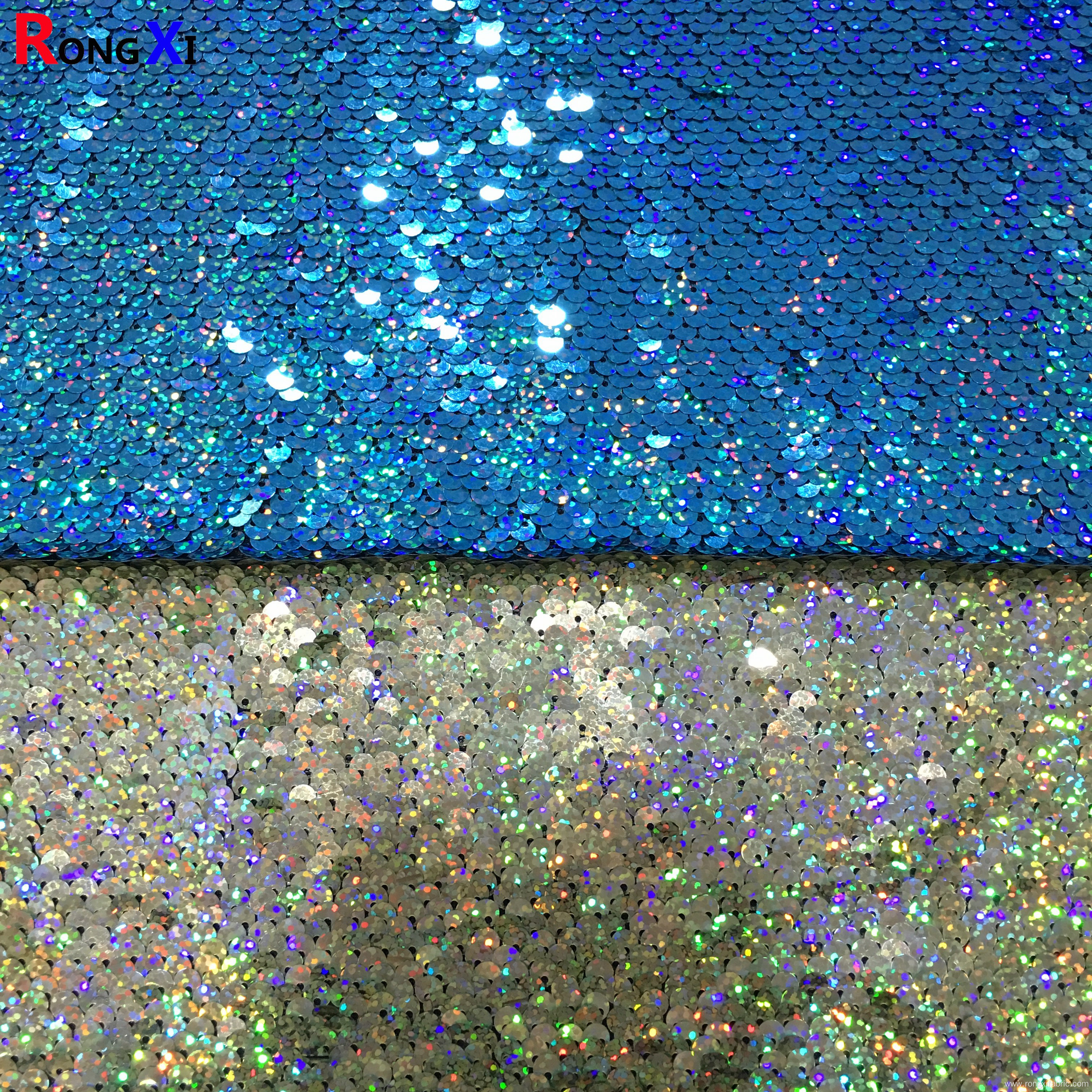 5MM Dream laser bling navy blue sequin fabric