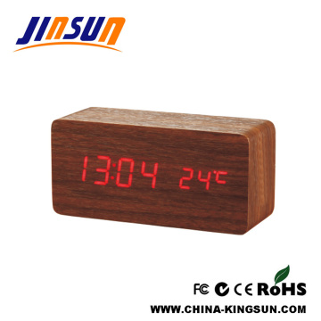 Wood Hourly Chime Led Alarm Clock