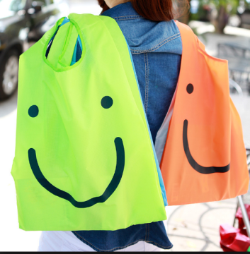Custom logo smile face recycle nylon bag