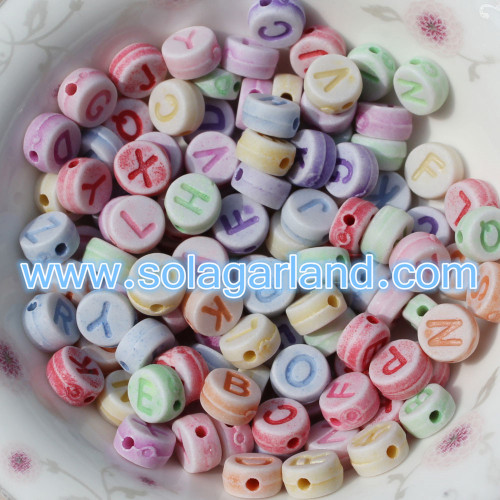 4X7MM Acrylic Coin Round Alphabet Letter Beads For Jewelry Making