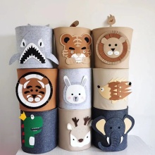 Cartoon Felt Kids Laundry Hamper Collapsible Storage Bucket
