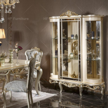 Luxury French Classical White Wood Wine Cabinet