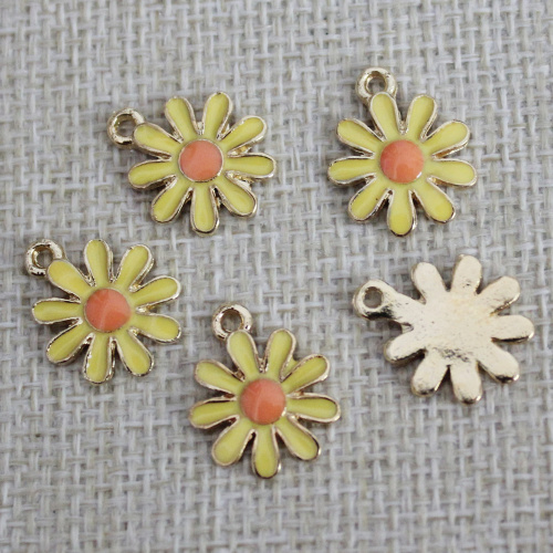 14MM Geëmailleerde Daisy Flower Charms Sieraden Daisy Flower Charms Hangers