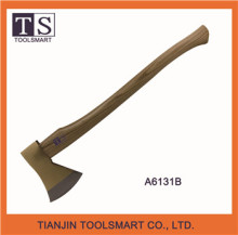 carbon steel kitchen hatchet with wooden handle