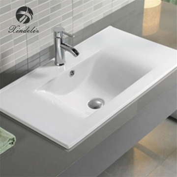 White Ceramic Modern Counter Top Solid Surface Cabinet Sink Basin