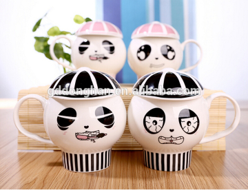 Factory wholesale various decal ceramic lovely drinking cup with lid