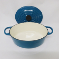 Biru berenamel Cast Iron Cookware Oval Saucepot