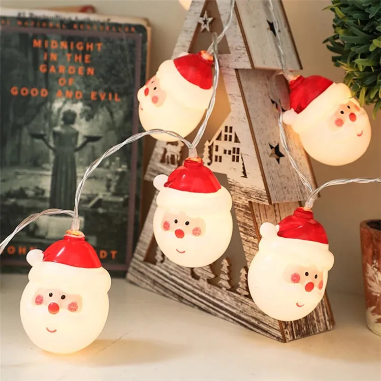 Colorful Festive LED String Lights Featuring Santa Claus & Snowman