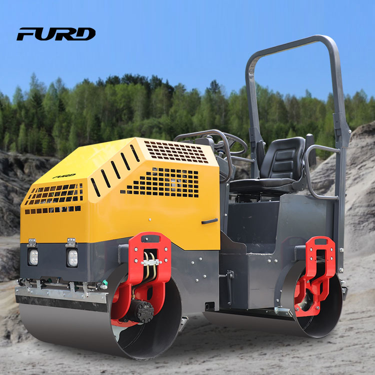 Good Design 1800kg de direção hidráulica vibratório Double Drum Road Roller