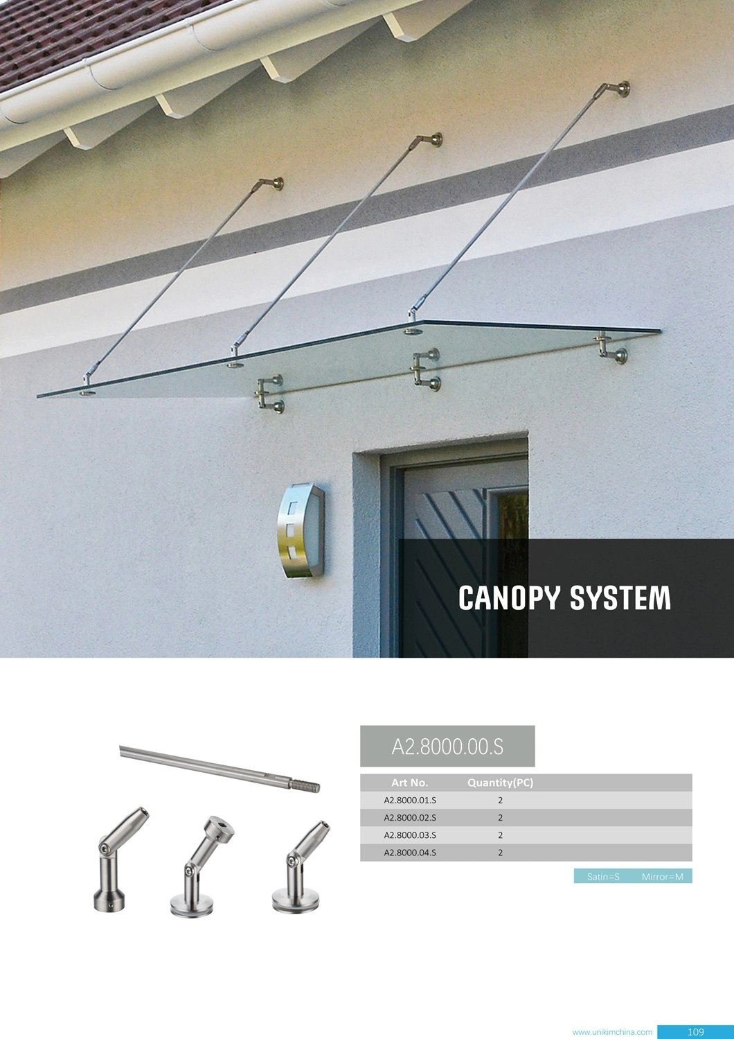 China Suppliers Stainless Steel Heavy Duty Glass Canopy System