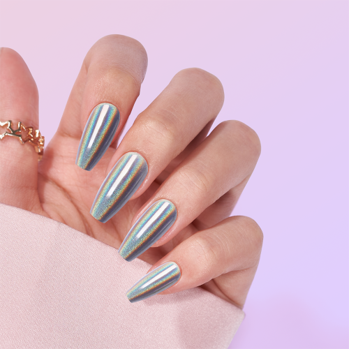 Long coffin Shapes Full Color Holographic Finger Nails