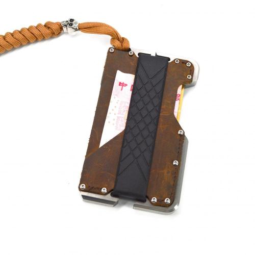 Titanium minimalistische Brieftaschen -Leder -Kreditkartenhalterin