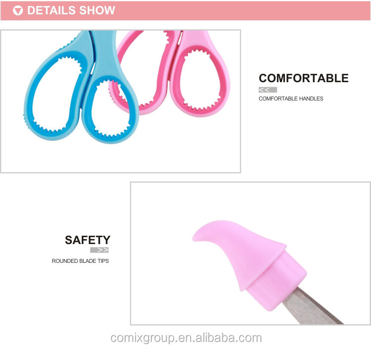 Comix, Detachable Cap,Soft Handles Safety Scissors for Kids