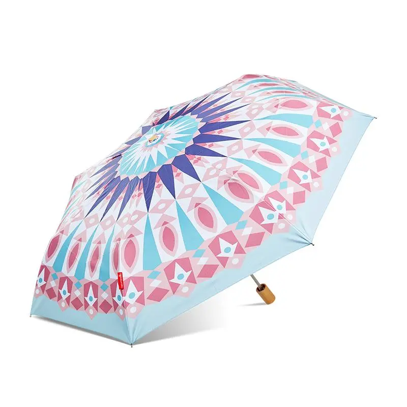 Strong Fold Umbrella Print Low Price Purple Mini Compact Manual Reinforced 210t Canopy Lightweight Wholesale Popular Custom