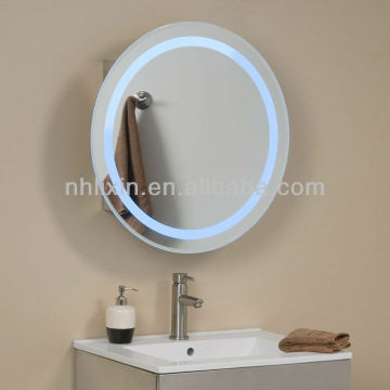 roundly illuminated mirror with heat pad for hotel
