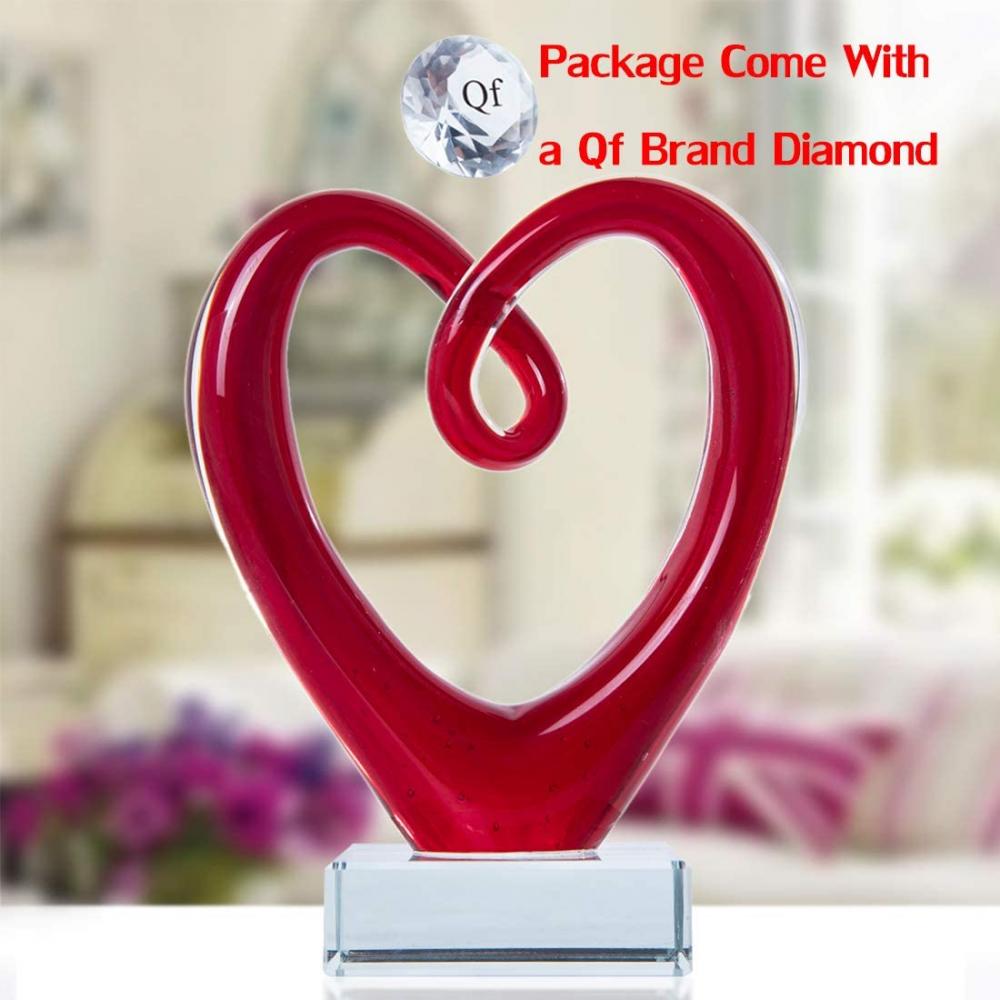 5 &#39;&#39; Tall Art Glass Heart Sculpture Centerpiece