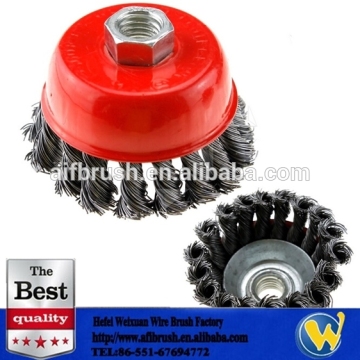 Twist knotted steel wire cup brushes