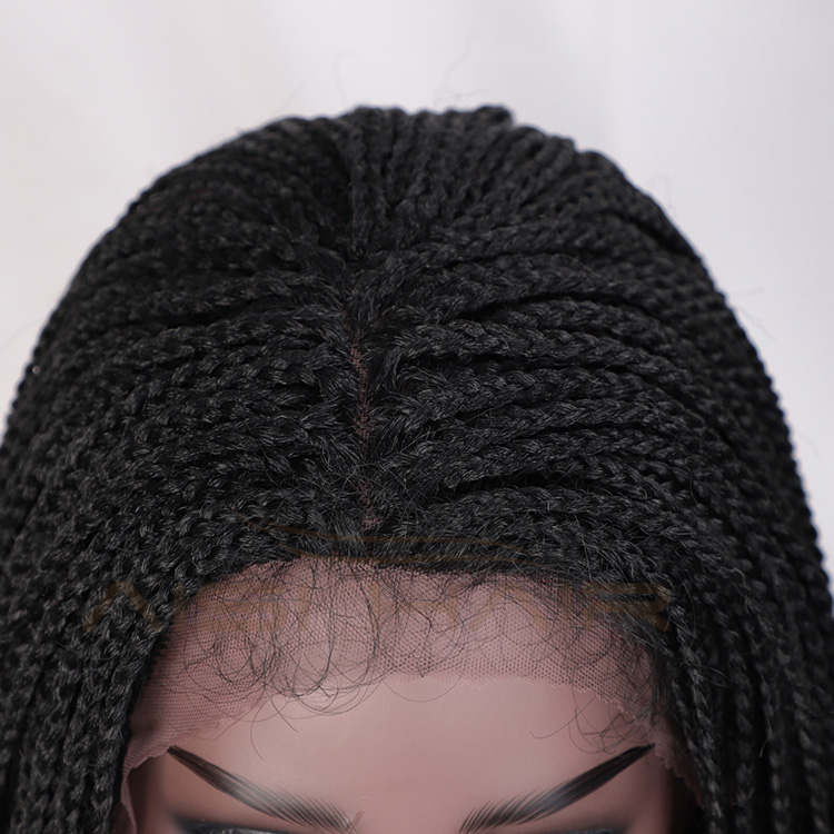 Aisi Hair 16 Inch Vendor Cheap Wholesale Afro Twist Box Braided Lace Frontal Wigs Synthetic Hair For Black Women Lace Front Wig