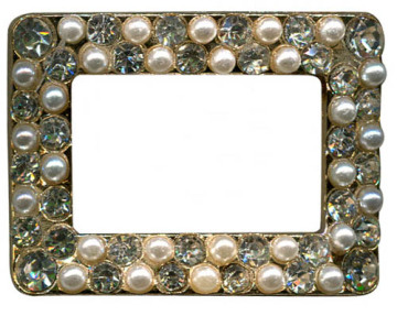 Pearl and Rhinestone Shoe Clips Hollows Rectangle