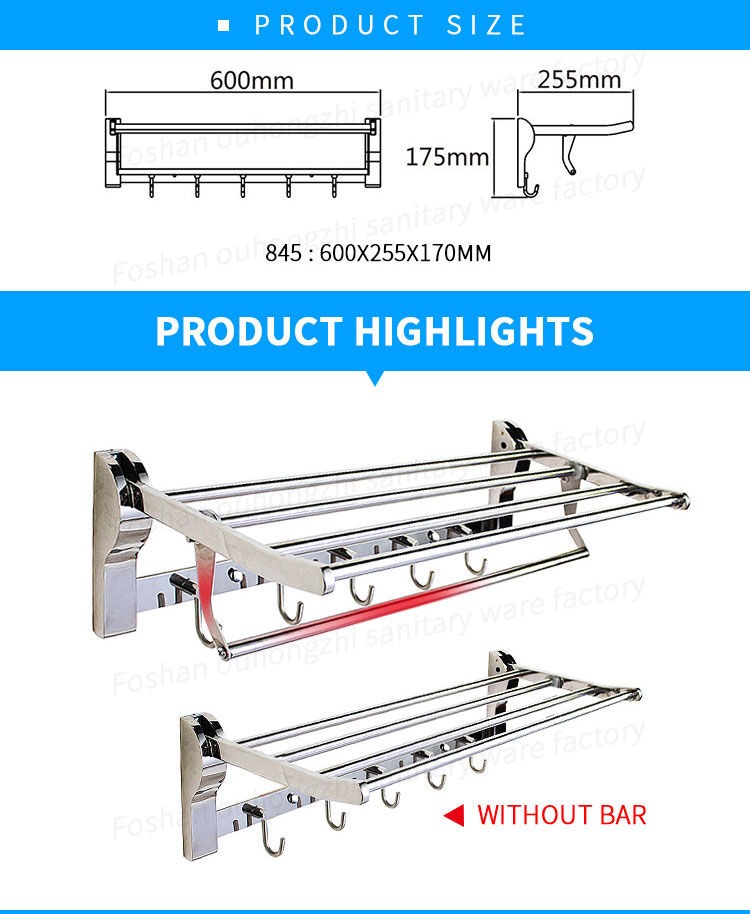 Stainless Steel Towel Rack Single Towel Rack Kitchen Towel Rack