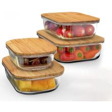 Glass Food Storage Containers with bamboo Lids