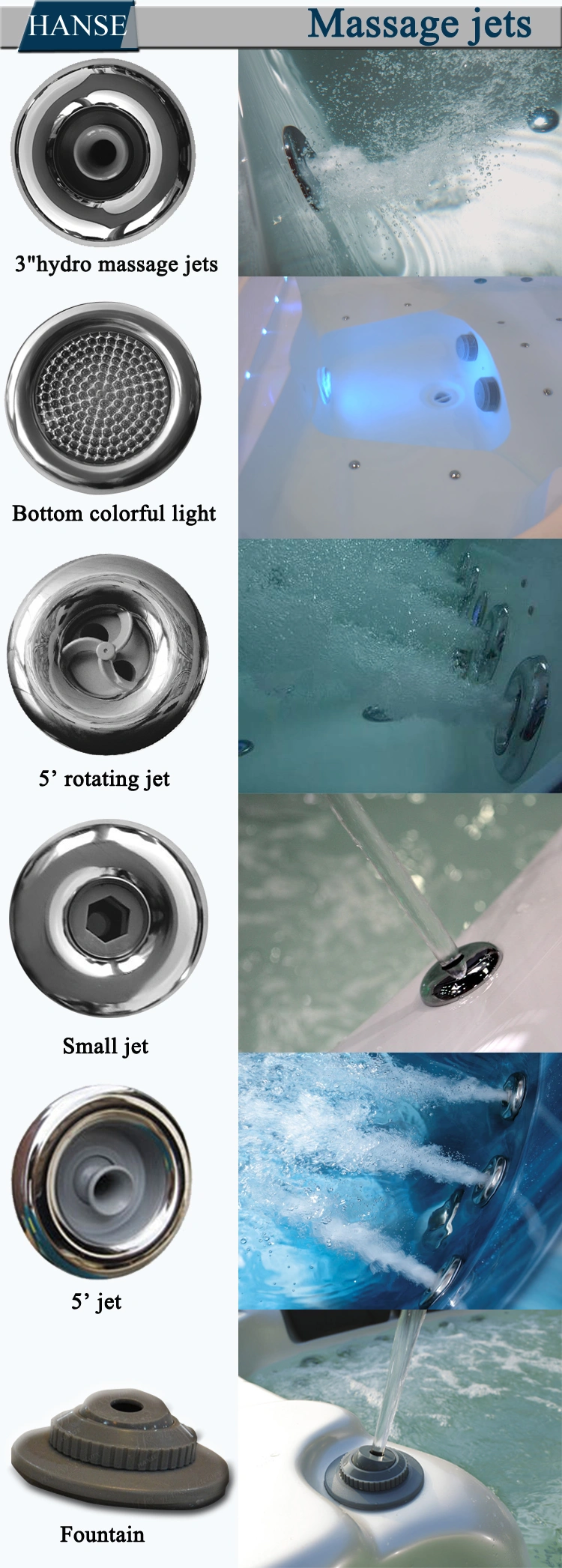 Luxury Small Size Jet Whirlpool Two Lounge Modern SPA Tub