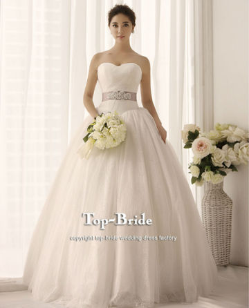 S1395 Romantic Ball Gown Designer Lace Crystal Wedding Gown