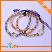 Superior Triple Chain Heart Charm Three Bracelet Sets