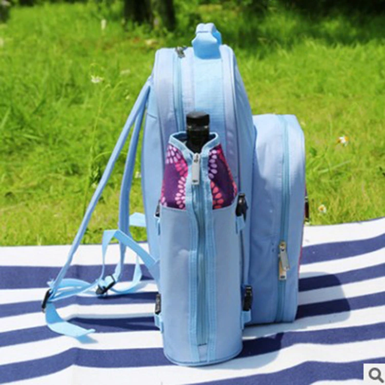 Picnic Backpack Bag for 2 Person with Cooler Bag Compartment Detachable Bottle/Wine Holder with Fleece Blanket