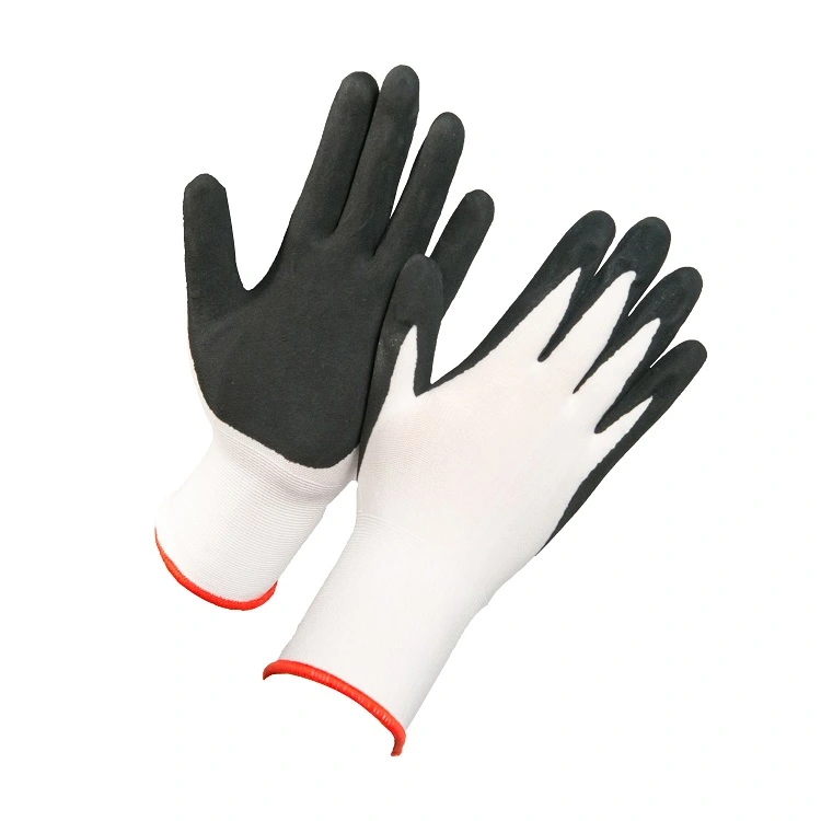 Quality Polyester Liner Coated Sandy Finish Latex Safety Glove