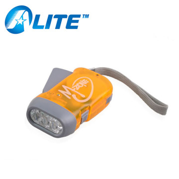 Button Cell Included Dynamo Powered Promotional 3 LED Hand Shake Flashlight
