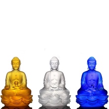 Traditional Liuli Glass Buddha Statue - Home Decoration Gift with Gift Box