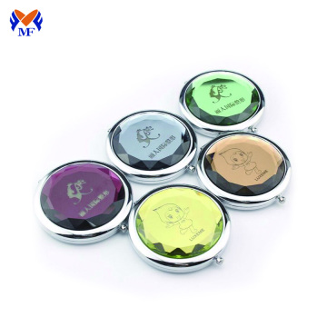 Metal round compact makeup pocket mirror