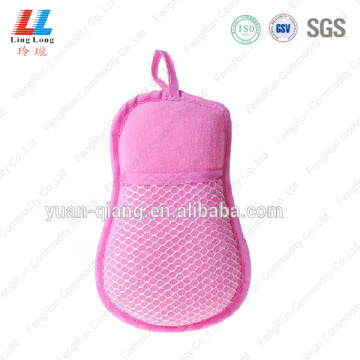 Pink microfiber shower bath sponge