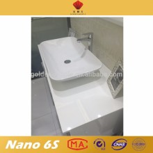 Clean white nano crystallized stone for basin