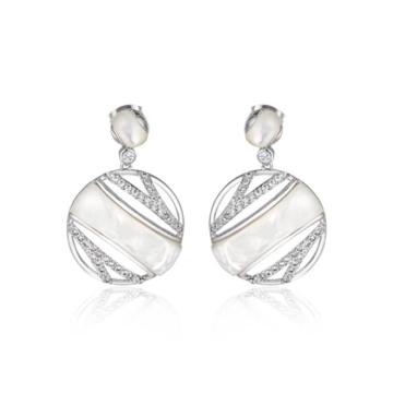 White silver fashion Round Pendant Earrings