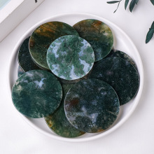 Natural Moss Agate Flat Round Cut Loose Gemstones