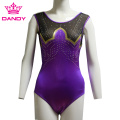 Leotard sem mangas da competição personalizada da ginástica