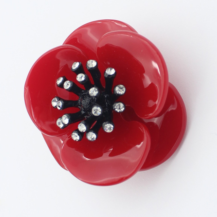 2020 fancy big large red acrylic flower shaped pin brooches women jewelry