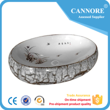 golden Electroplating ceramic wash basin counter basin