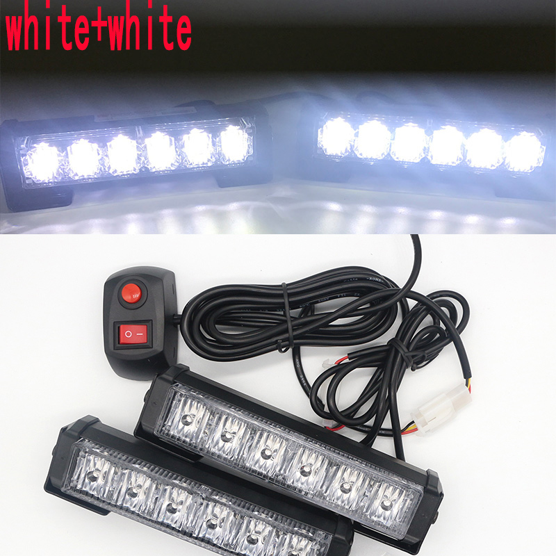 Car Truck Front Grille LED Strobe Warning Light Auto LED Flashing lights Bar Light Hazard Caution Lamp 12V 24
