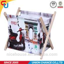 colorful print wooden magazines holder