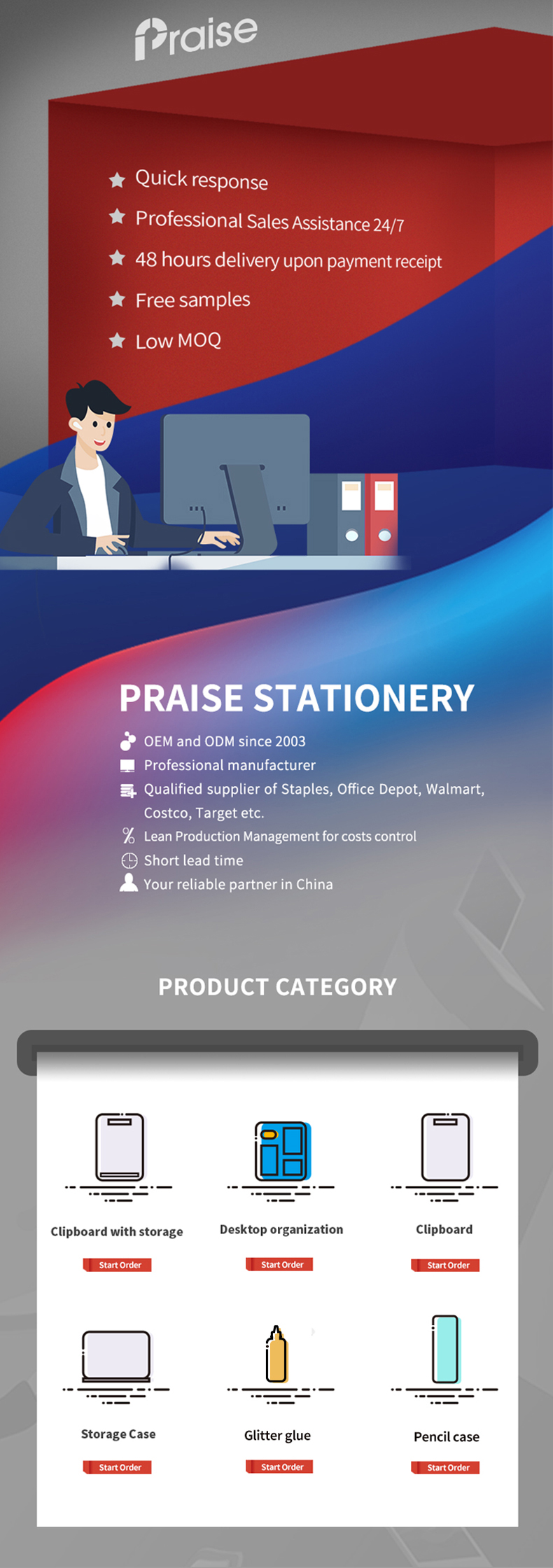 Plastic Stackable Customized Desktop Stationery  Letter size Document File Organizer File Tray